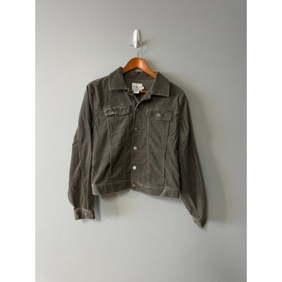 Womens Size M Calvin Klein Green Gray corduroy Jacket - Picture 1 of 6